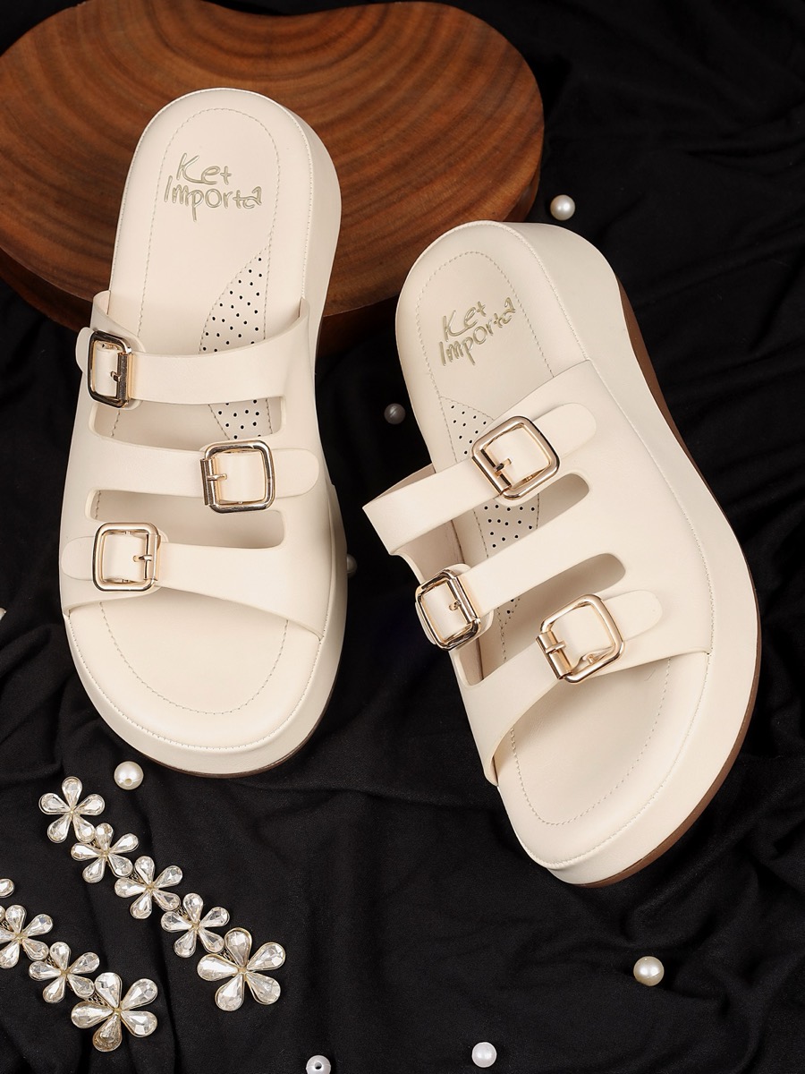 Metallic Multi-Strap Flat — Front view