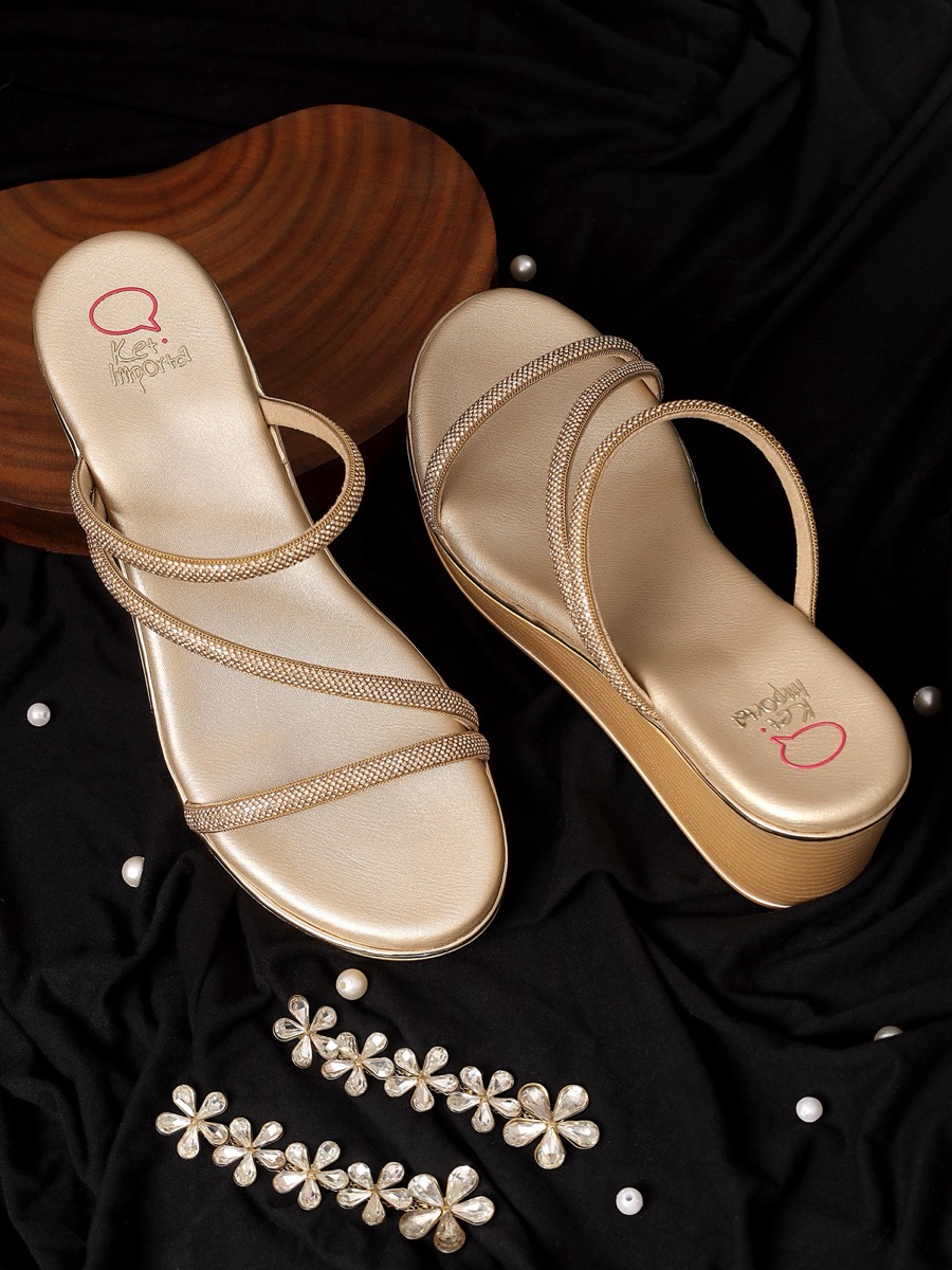 Metallic Strappy Thong Sandal
